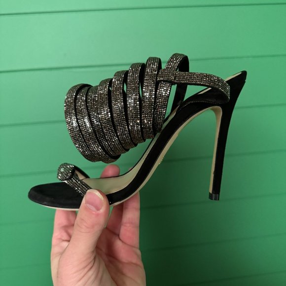 Stuart Weitzman Lilith Crystal 110 Sandal in Black & Crystal size 7 - Picture 8 of 13